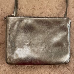 Free People metallic silvery light blue crossbody bag